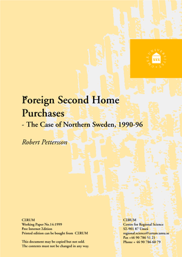 Foreign Second Home Purchases-The Case of Northern