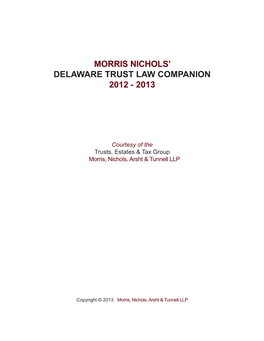Morris Nichols' Delaware Trust Law Companion 2012