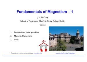 J. M. D. Coey School of Physics and CRANN, Trinity College Dublin Ireland