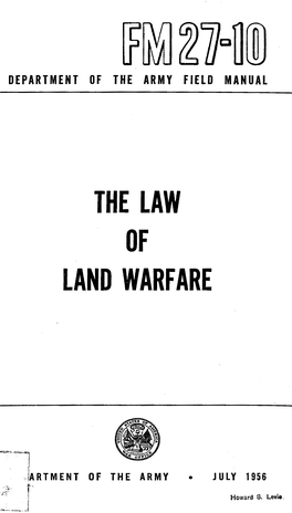 LAW of LAND WARFARE CHANGE HEADQUARTERS DEPARTMENT of the ARMY No
