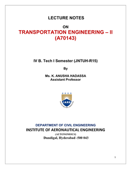 Transportation Engineering – Ii (A70143)