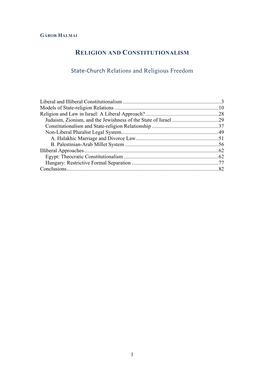 State-‐Church Relations and Religious Freedom