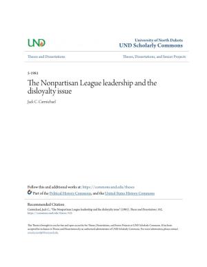 The Nonpartisan League Leadership and the Disloyalty Issue
