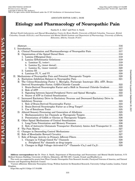 Etiology and Pharmacology of Neuropathic Pain