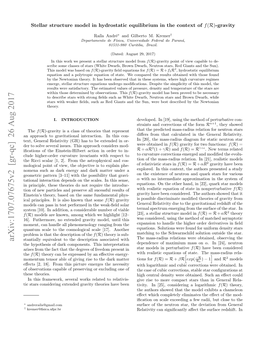 Stellar Structure Model in Hydrostatic Equilibrium in the Context of $ F