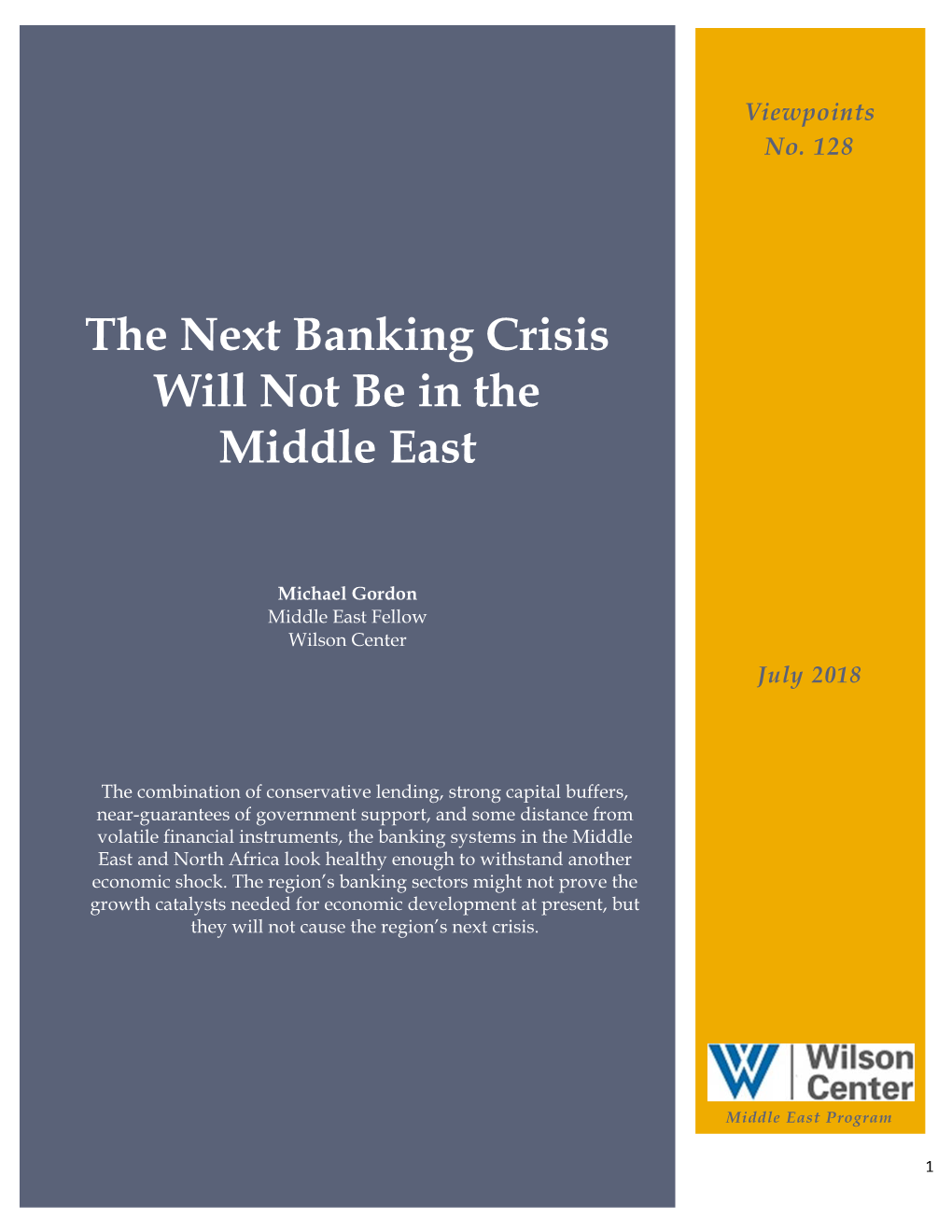 The Next Banking Crisis Will Not Be in the Middle East