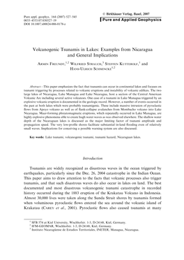 Volcanogenic Tsunamis in Lakes: Examples from Nicaragua and General Implications