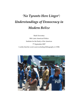 'No Tyrants Here Linger': Understandings of Democracy in Modern Belize