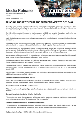 Bringing the Best Sports and Entertainment to Geelong