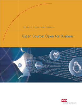 Open Source: Open for Business Open Source: Open for Business for Open Source: Open LEF09/3Cover.Qxd 9/3/04 1:18 PM Page 2