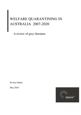 Welfare Quarantining in Australia 2007-2020