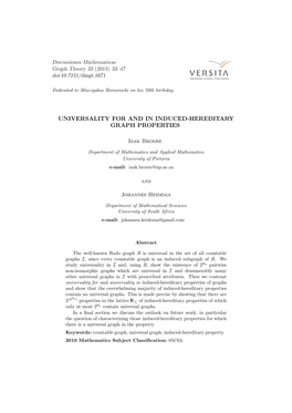 Universality for and in Induced-Hereditary Graph Properties