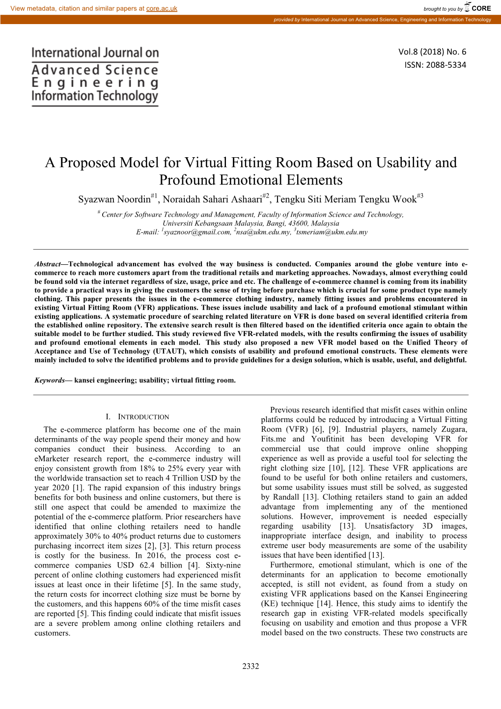 A Proposed Model for Virtual Fitting Room Based on Usability And