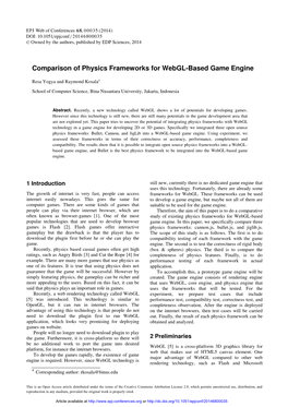 Comparison of Physics Frameworks for Webgl-Based Game Engine