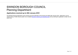 SWINDON BOROUGH COUNCIL Planning Department