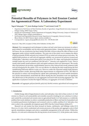 Potential Benefits of Polymers in Soil Erosion Control for Agronomical Plans: a Laboratory Experiment