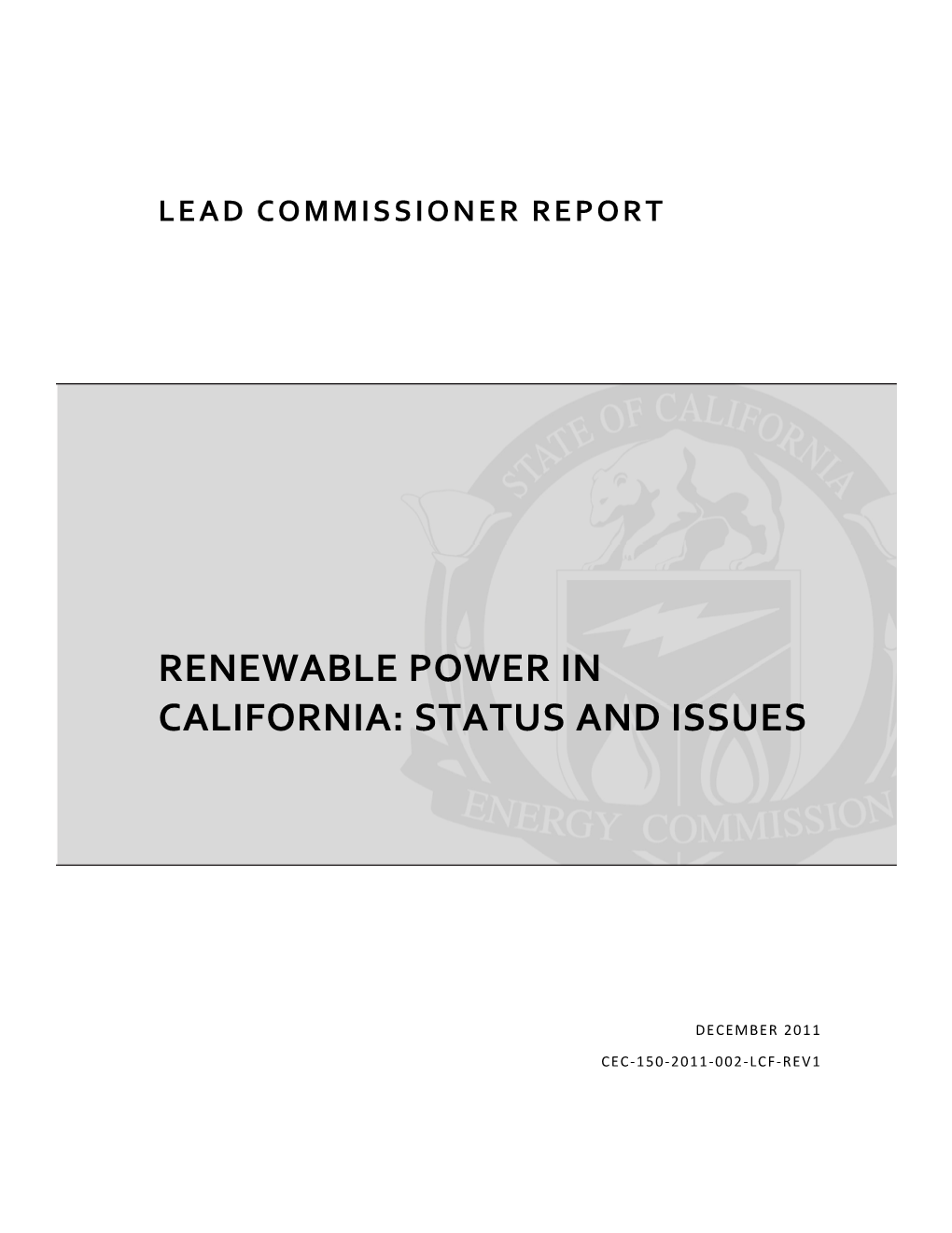 Renewable Power in California: Status and Issues