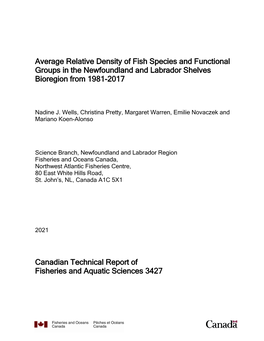 Average Relative Density of Fish Species and Functional Groups in the Newfoundland and Labrador Shelves Bioregion from 1981-2017