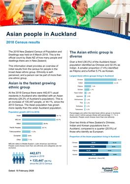 2018 Census Results. Asian People in Auckland