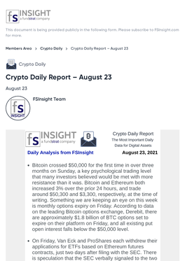 Crypto Daily Report – August 23