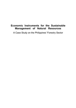 Economic Instruments for the Sustainable Management Of
