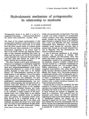 Hydrodynamic Mechanism of Syringomyelia: Its Relationship to Myelocele