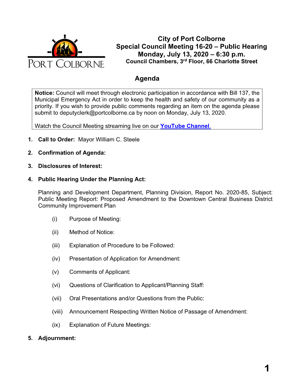 (Planning)/Council Meeting Agendas