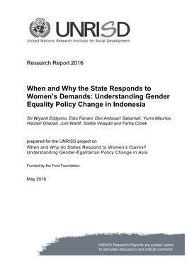 Understanding Gender Equality Policy Change in Indonesia