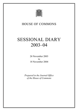 Sessional Diary 2003–04