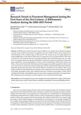 Research Trends in Pavement Management During the First Years of the 21St Century: a Bibliometric Analysis During the 2000–2013 Period