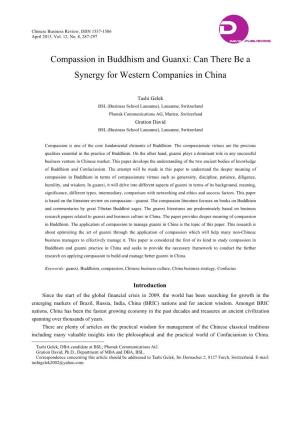 Compassion in Buddhism and Guanxi: Can There Be a Synergy for Western Companies in China