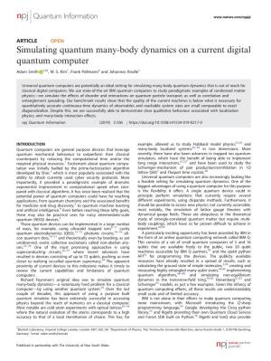 Simulating Quantum Many-Body Dynamics on a Current Digital Quantum Computer