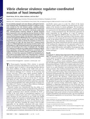 Vibrio Cholerae Virulence Regulator-Coordinated Evasion of Host Immunity