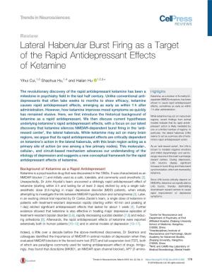 Lateral Habenular Burst Firing As a Target of the Rapid Antidepressant