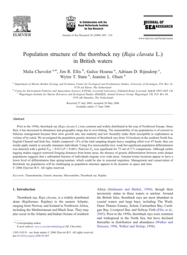 Population Structure of the Thornback Ray (Raja Clavata L.) in British Waters ⁎ Malia Chevolot A, , Jim R