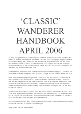 'Classic' Wanderer Handbook April 2006