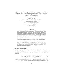 Expression and Computation of Generalized Stirling Numbers