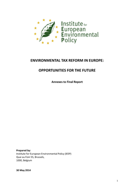 Environmental Tax Reform in Europe: Opportunities for the Future