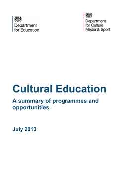 Cultural Education a Summary of Programmes and Opportunities