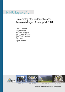 Fiskebiologiske Undersøkelser I Auravassdraget. Årsrapport 2004