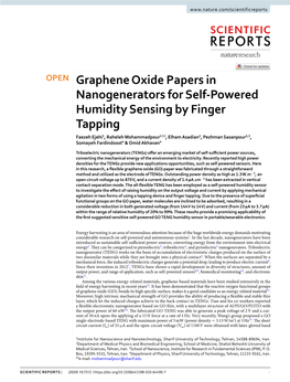 Graphene Oxide Papers in Nanogenerators for Self-Powered