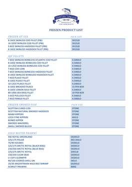 Frozen Product List