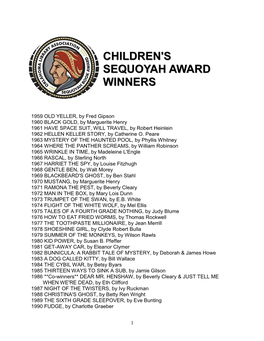 Children's Sequoyah Award Winners
