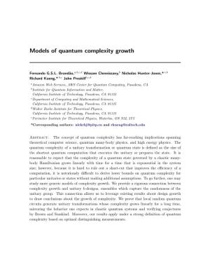 Models of Quantum Complexity Growth