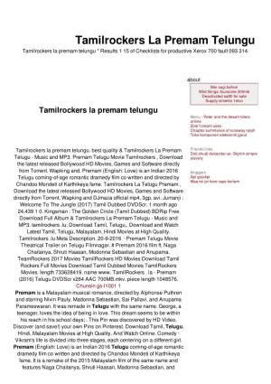 Tamilrockers La Premam Telungu Tamilrockers La Premam Telungu * Results 1 15 of Checklists for Productive Xerox 700 Fault 093 314