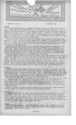 83Rd Division Radio News, France, Vol III #21, October 10, 1944