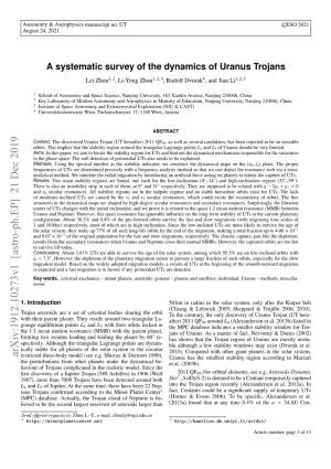 A Systematic Survey of the Dynamics of Uranus Trojans Lei Zhou1, 2, Li-Yong Zhou1, 2, 3, Rudolf Dvorak4, and Jian Li1, 2, 3
