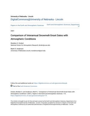 Comparison of Interannual Snowmelt-Onset Dates with Atmospheric Conditions