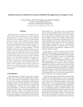 Statistical Analysis on Stiefel and Grassmann Manifolds with Applications in Computer Vision