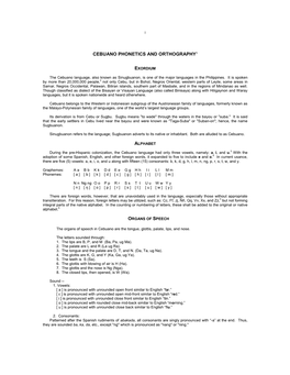 Cebuano Phonetics and Orthography1 Exordium